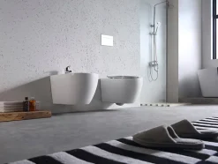Laneri Paire de Sanitaires Suspendus Bent Rim - Cuvette + Bidet Rimless Blanc Brillant - Abattant Soft-Close
