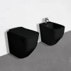 Kiamami Valentina Paire De Wc Sur Pied Et Bidet En Céramique Noire Mate
