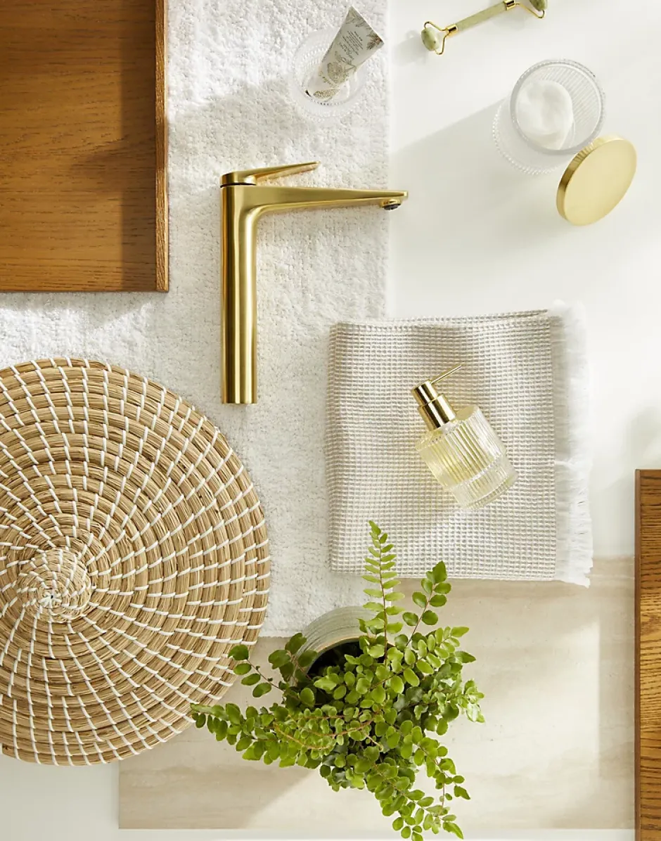 GoodHome Panier à linge 44 litres en jonc de mer et polyester blanc l.53 x P.50 x H.65 cm Bonetta