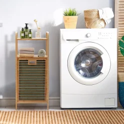 Giantex Panier à Linge en Bambou, Étagère Résistant à la Corrosion et aux Mites, Idéal pour Salle de Bain, Chambre, Balcon, Marron et Vert* Meuble De Salle De Bains Faible Profondeur