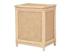 Vente-unique Panier à linge en rotin finition cannage avec couvercle - L. 45 x P. 33 x H. 56 cm - Naturel - CALYMA