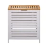 Mobili Rebecca Panier de Bain MDF Bambu Blanc Marron Vêtements Rebecca Mobili* Meuble De Salle De Bains Faible Profondeur