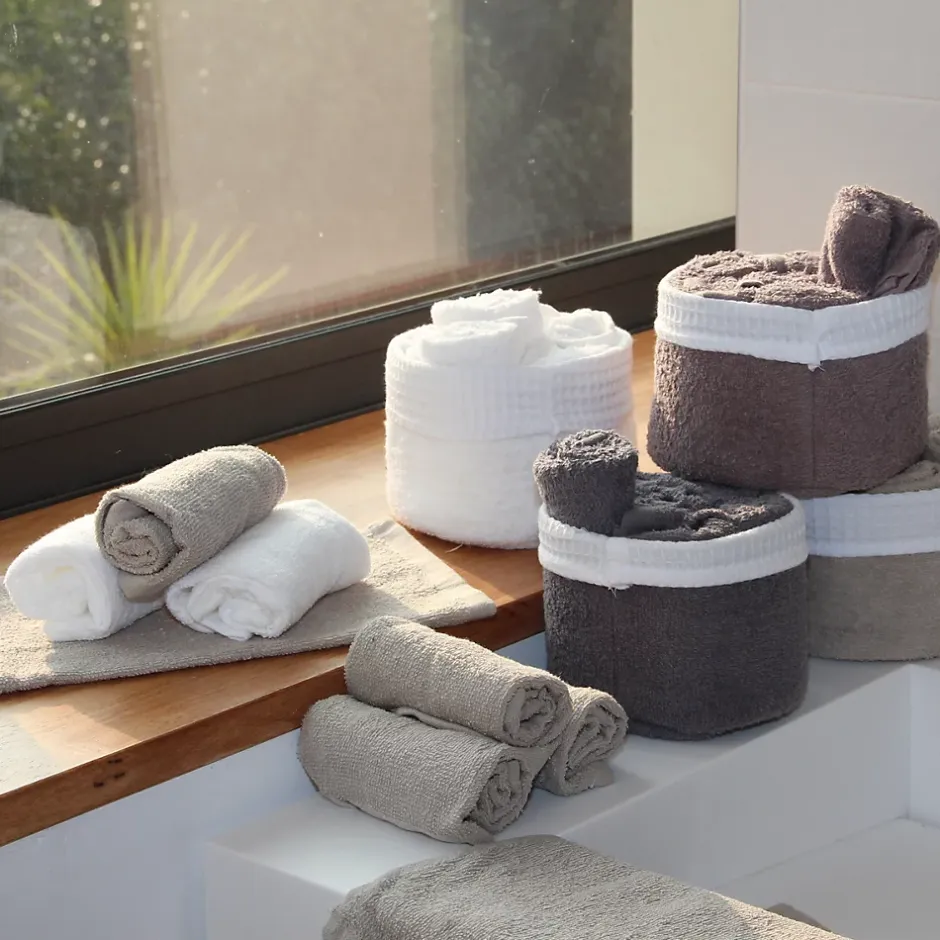 Sud Etoff Panier invité avec serviettes (30x30 cm - Naturel)* Serviette De Bain