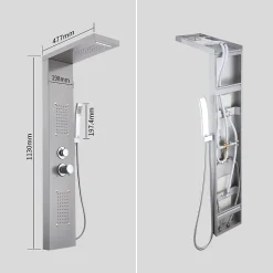 Homelody Panneau de douche Chromé en Laiton 4 en 1 Colonne de Douche Hydromassante Murale Système de Douche Multifonctionnel
