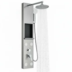 Signature Panneau de Douche en Laiton Massif, Jets Hydromassants, Douche Effet Pluie XXL* Robinet De Douche