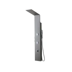 Kiamami Valentina Panneau De Douche Hydromassante En Acier Brossé Chromé H 150Cm* Pommeau De Douche, Flexible Et Barre De Douche