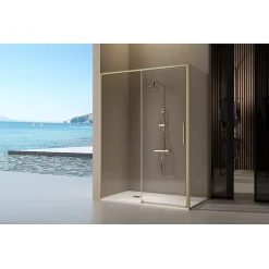 Kassandra Panneau de douche lateral fixe pour paroi de douche DELTA or brosse 66.5-69 cm