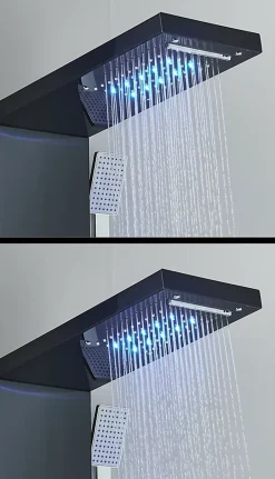Signature Panneau de douche mural en Noir Mat - Lumière LED* Robinet De Douche