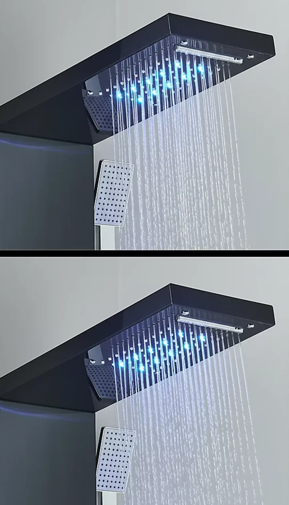 Signature Panneau de douche mural en Noir Mat - Lumière LED* Robinet De Douche