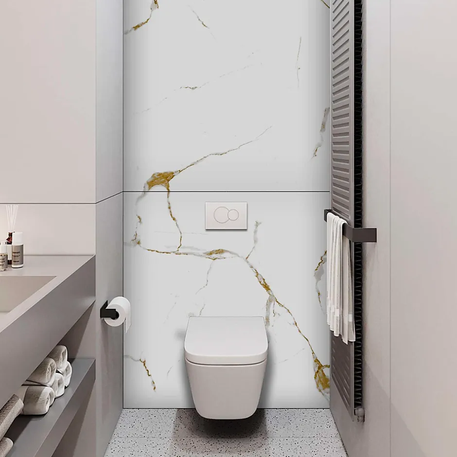 Kobert-in Panneau d'habillage pour bâti,support WC suspendu, 1200x1200x4 mm, finition Marbre Or, Calacatta Gold KOBERT,IN* Wc Suspendu