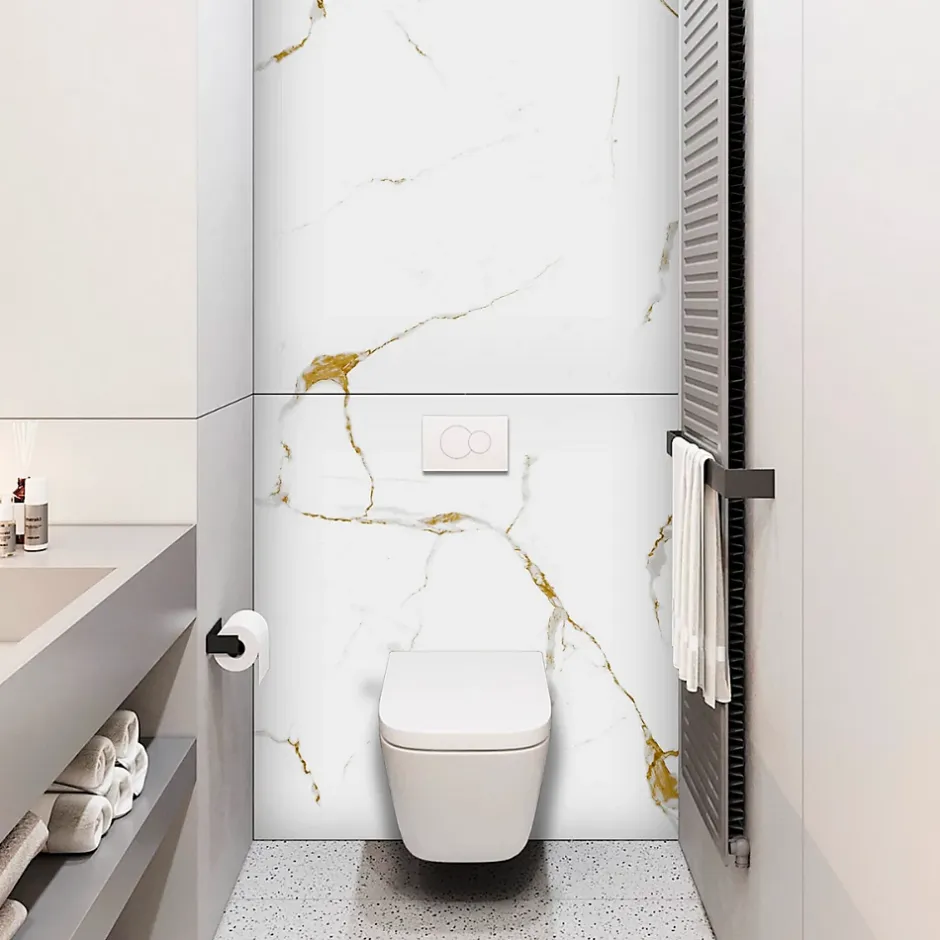 Kobert-in Panneau d'habillage pour bâti,support WC suspendu, 1200x1200x4 mm, finition Marbre Or, Calacatta Gold KOBERT,IN* Wc Suspendu