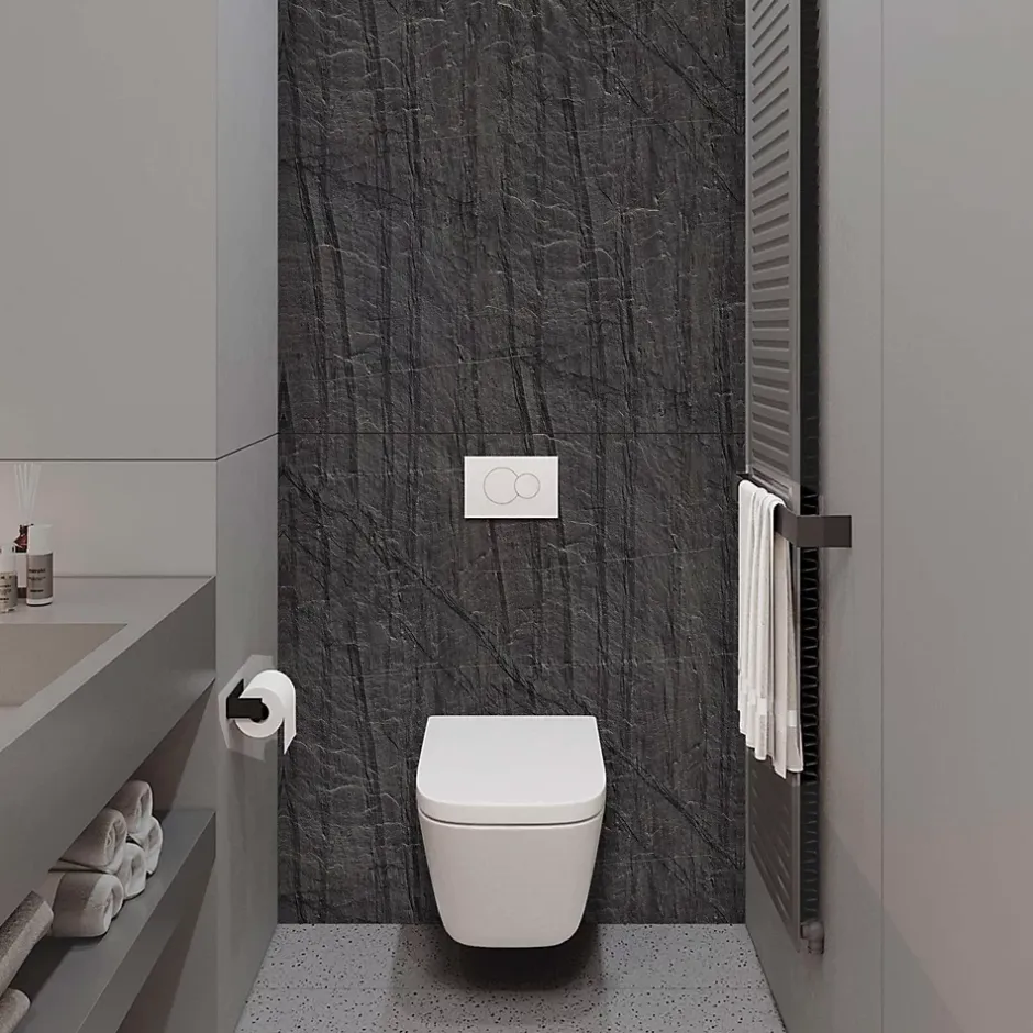 Kobert-in Panneau d'habillage pour bâti,support WC suspendu, 1200x1200x4 mm, finition Pierre Noir, Manson KOBERT,IN* Wc Suspendu