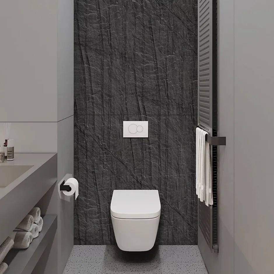 Kobert-in Panneau d'habillage pour bâti,support WC suspendu, 1200x1200x4 mm, finition Pierre Noir, Manson KOBERT,IN* Wc Suspendu