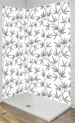 Ma nouvelle décoration Panneau Mural Alu Douche salle de bain BAMBOU gris et blanc Panneau droite 120 cm x 210 cm Ma Nouvelle Déco