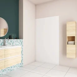 AICA Sanitaire Panneau mural de douche blanc 90x210cm,Panneaux muraux salle de bain habillage mural aluminium,avec 2 profilés de finition* Panneau Mural De Salle De Bains