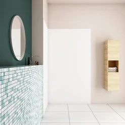 AICA Sanitaire Panneau mural de douche blanc 100x80x210cm,Panneaux muraux salle de bain habillage mural aluminium,avec 2 profilés de finition* Panneau Mural De Salle De Bains