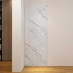 AICA Sanitaire Panneau mural de douche effet blanc marbre 120 x 210 cm mural aluminium - Étanche, durable et facile à nettoyer* Panneau Mural De Salle De Bains