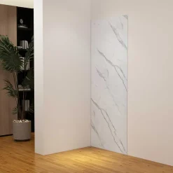 AICA Sanitaire Panneau mural de douche effet blanc marbre 120 x 210 cm mural aluminium - Étanche, durable et facile à nettoyer* Panneau Mural De Salle De Bains