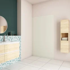 AICA Sanitaire Panneau mural de douche Ivoire 90x210cm,Panneaux muraux salle de bain habillage mural aluminium,avec 2 profilés de finition* Panneau Mural De Salle De Bains