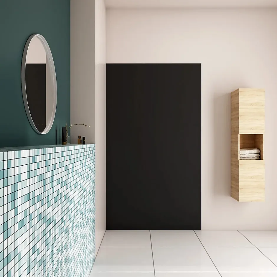 AICA Sanitaire Panneau mural de douche Noir 120x210cm,Panneaux muraux salle de bain habillage mural aluminium,avec 2 profilés de finition