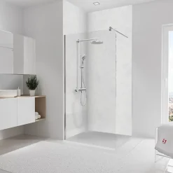 Schulte Panneau mural de salle de bains l.100 x H.255 cm, effet marbre blanc mat, Décodesign Softtouch vendu par 2