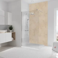 Schulte Panneau mural de salle de bain l.125 x H.255 cm, travertin beige, DécoDesign* Panneau Mural De Salle De Bains