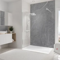 Schulte Panneau mural de salle de bain l.150 x H.255 cm, marbre gris, DécoDesign* Panneau Mural De Salle De Bains