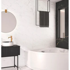 Kinedo Panneau mural de salle de bain - Kinewall Design - - Marbre blanc - 125x250 cm