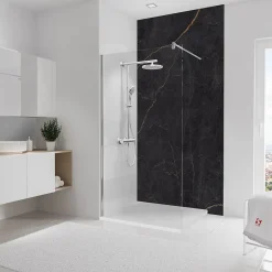 Schulte Panneau mural de salle de bain l.125 x H.255 cm, marbre anthracite et cuivre, DécoDesign* Panneau Mural De Salle De Bains