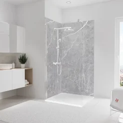Schulte Panneau mural de salle de bain l.100 x H.210 cm, marbre gris, Décodesign vendu par 2
