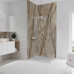 Schulte Panneau mural de salle de bain l.100 x H.255 cm, marbre marron, Décodesign vendu par 2* Panneau Mural De Salle De Bains