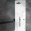 Autres Panneau mural pour salle de bain resine effet marbre blanc 250x120 cm Natte d'etancheite periferique integree