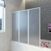 Vidaxl Pare baignoire à 3 volets rétractables (117x120 cm - Blanc)