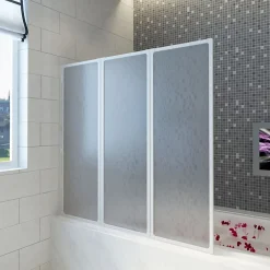 Vidaxl Pare baignoire à 3 volets rétractables (117x120 cm - Blanc)