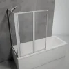 Schulte Pare baignoire à coller 2 volets + paroi de retour fixe, 89 x 75 x 120 cm, verre transparent, alu nature,* Pare-Baignoire