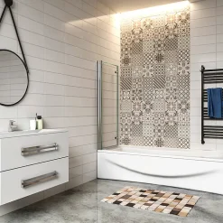 AICA Sanitaire Pare baignoire 2 volet pliante et pivotant chrome - L.120 x H.140 cm en 6mm verre anticalcaire* Pare-Baignoire