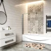 AICA Sanitaire Pare baignoire 2 volet pliante et pivotant chrome - L.110 x H.140 cm en 6mm verre anticalcaire* Pare-Baignoire