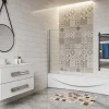 AICA Sanitaire Pare baignoire 2 volet pliante et pivotant chrome - L.100 x H.140 cm en 6mm verre anticalcaire