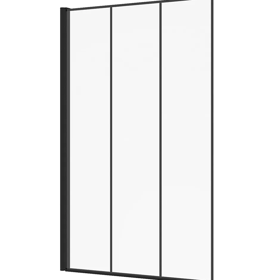 IDMarket Pare baignoire 1 volet 70x120 cm sérigraphié effet verrière avec profilé en aluminium noir* Pare-Baignoire