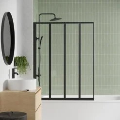 Gelco Pare Baignoire 4 volets - - LEXIA Noir - 110 x 140* Pare-Baignoire