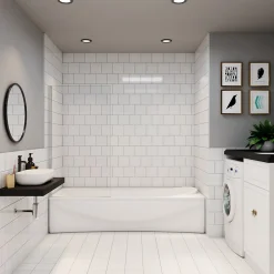 AICA Sanitaire pare baignoire Argent 70x130cm,paroi fixée,5mm verre anticalcaire,style industriel et Installation réversible