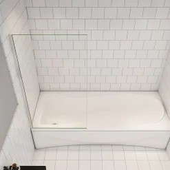 AICA Sanitaire pare baignoire Argent 70x130cm,paroi fixée,5mm verre anticalcaire,style industriel et Installation réversible