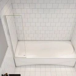 AICA Sanitaire pare baignoire Argent 40x130cm,paroi fixée,5mm verre anticalcaire,style industriel et Installation réversible* Pare-Baignoire