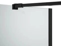 Vente-unique Pare baignoire avec porte-serviette et retour pivotant noir mat - (70 + 30) x 140 cm - PRIMAEL* Pare-Baignoire