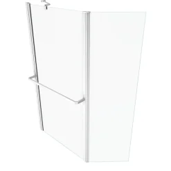 Aurlane PARE BAIGNOIRE AVEC VOLET PIVOTANT 130x105cm PROFILE ALUMINIUM LAQUE BLANC ET VERRE TRANSPARENT