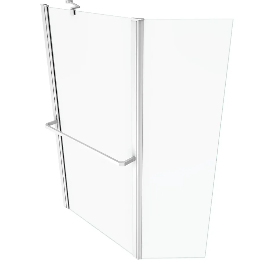 Aurlane PARE BAIGNOIRE AVEC VOLET PIVOTANT 130x105cm PROFILE ALUMINIUM LAQUE BLANC ET VERRE TRANSPARENT