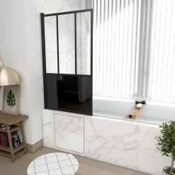 Galedo Pare baignoire Black Indus pivotant noir 130 x 75cm* Pare-Baignoire