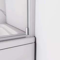 AICA Sanitaire Pare baignoire Blanc mat au angle arrondis pivotant à 180 degrés,L70xH130cm,4mm verre trempé, style industriel* Pare-Baignoire