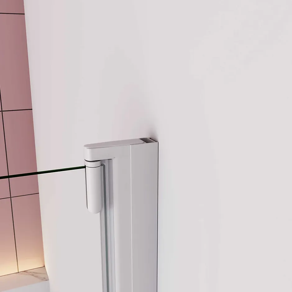 AICA Sanitaire Pare baignoire Blanc mat au angle arrondis pivotant à 180 degrés,L70xH130cm,4mm verre trempé, style industriel* Pare-Baignoire