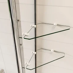 AICA Sanitaire Pare baignoire chromé pivotante L.120 x 140 cm avec 2 étagères - 6mm verre sécurité - solution pratique, élégante* Pare-Baignoire